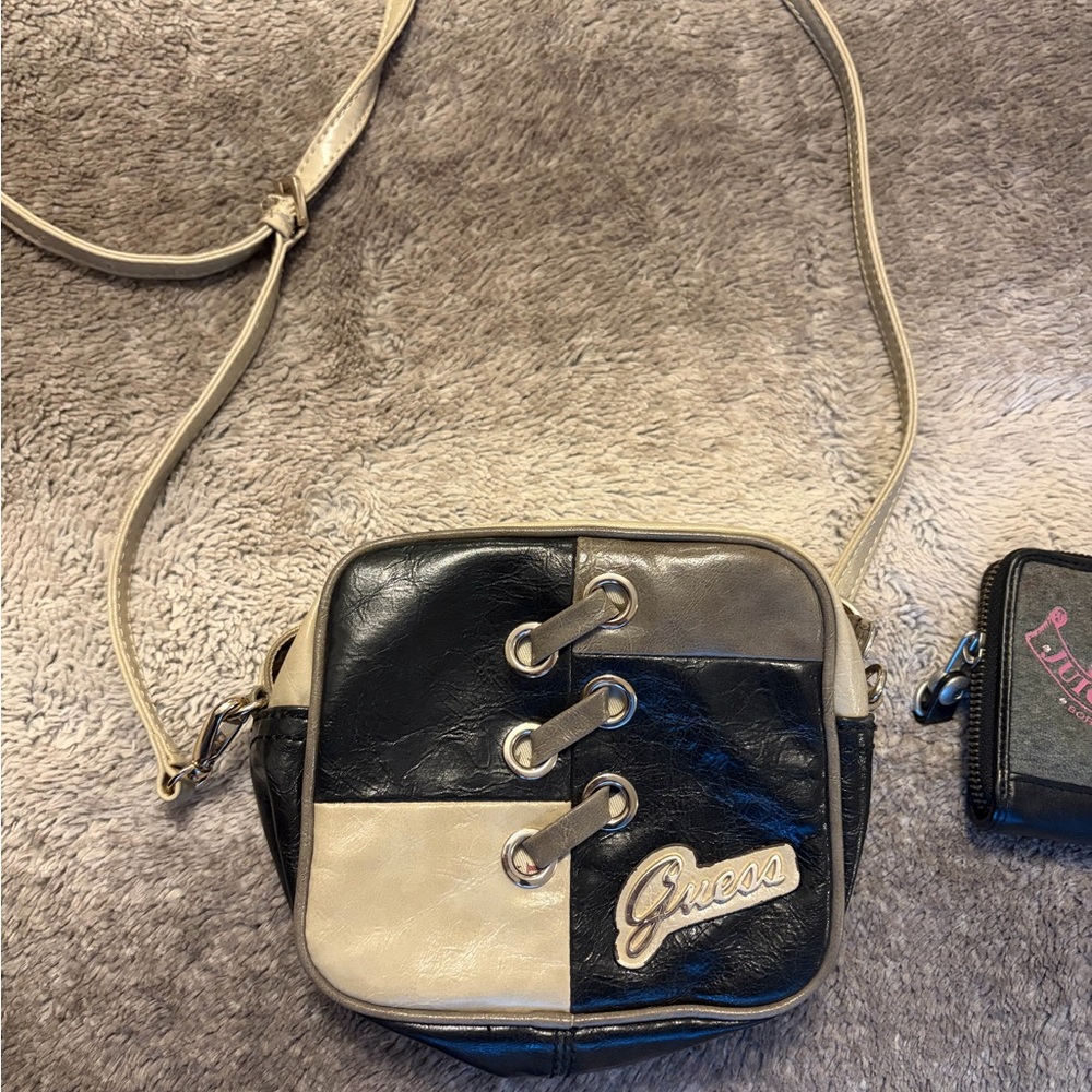 Guess Two-Tone Black and Cream Crossbody Bag